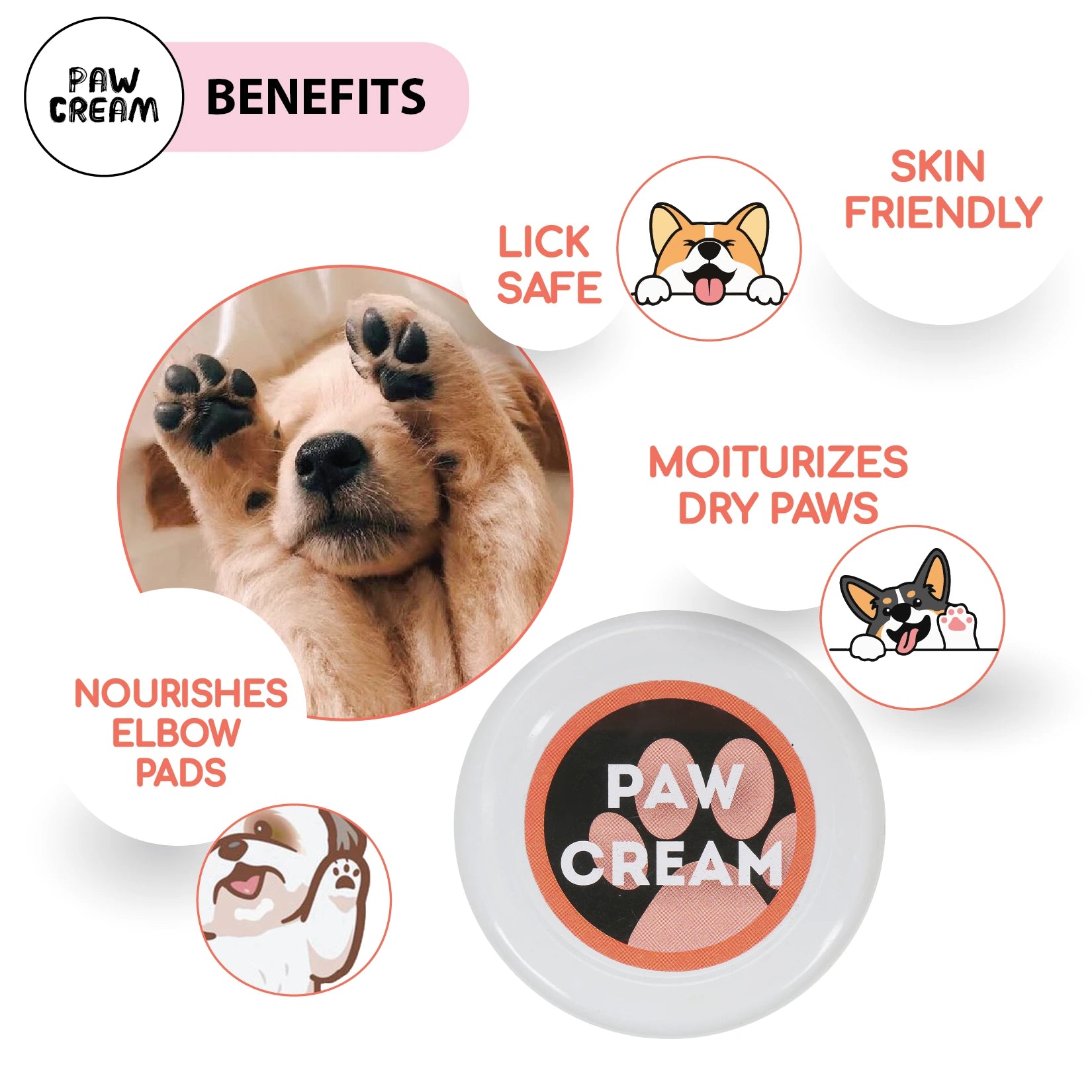 Paw Cream Benefits: Lick-Safe, Elbow Pad Nourishment, Moisturizes Dry Paws, Skin-Friendly