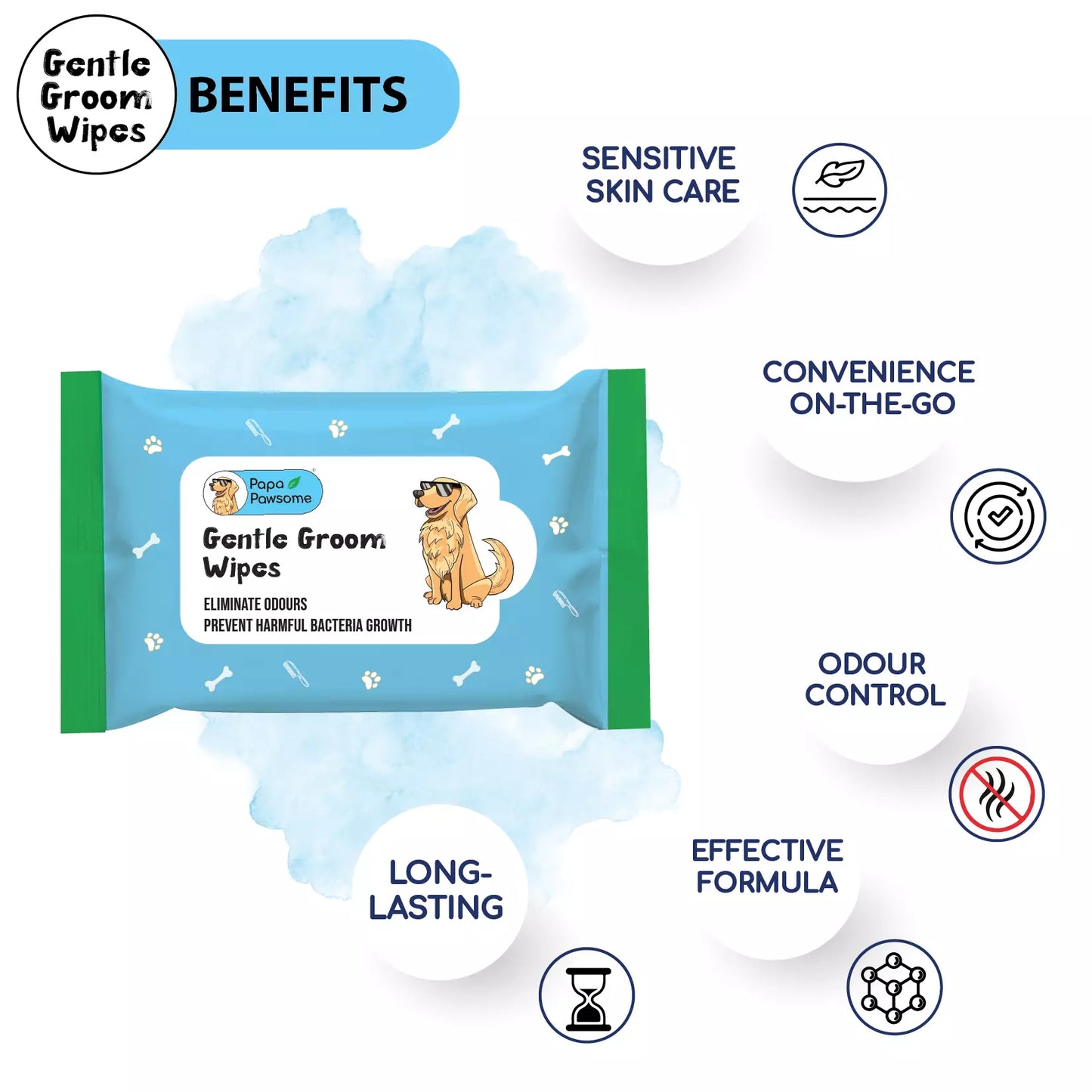 Gentle Groom Wipes for Dogs & Cats (Pack of 2)