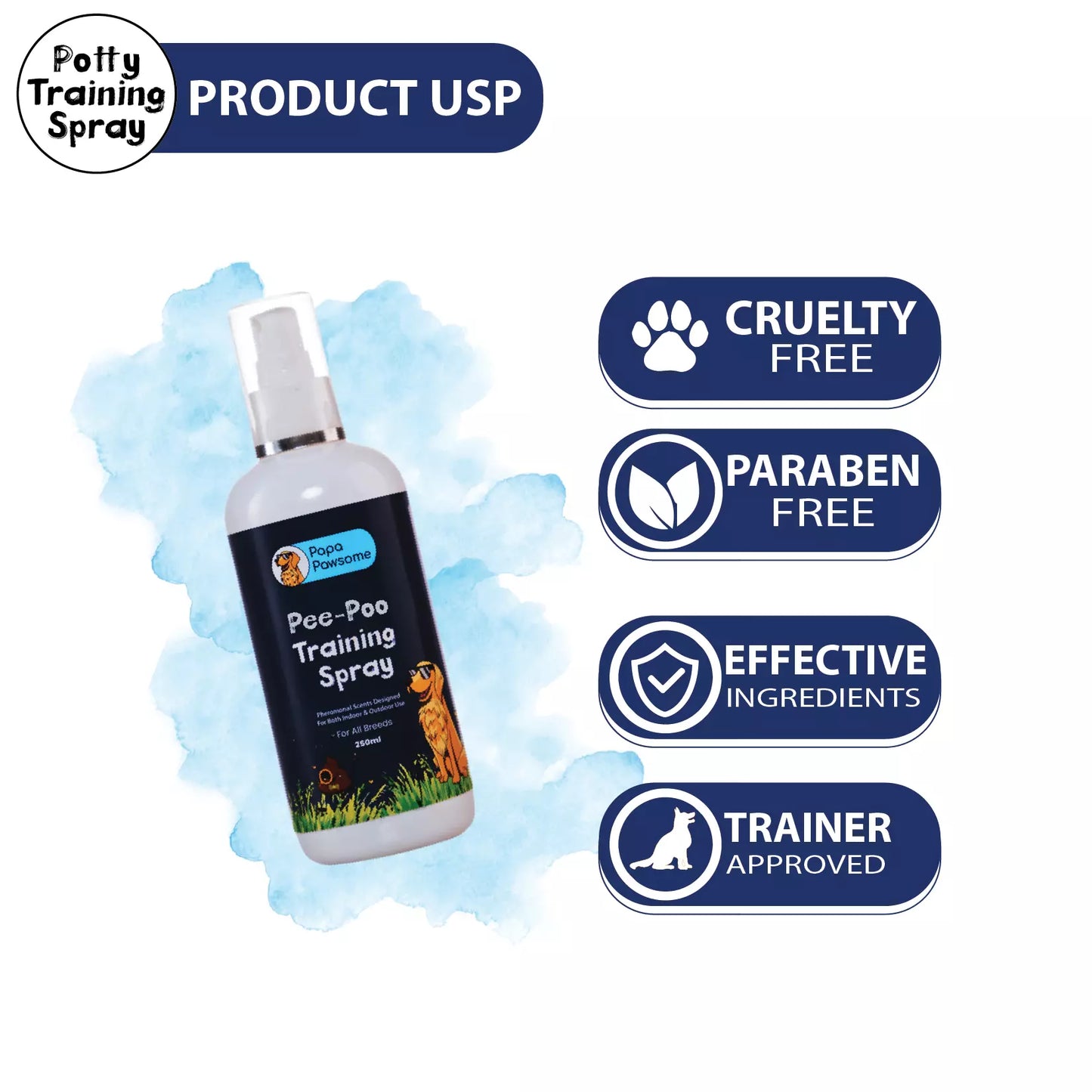 Pee-Poo Toilet Training Spray for Dogs & Cats, 250 ml