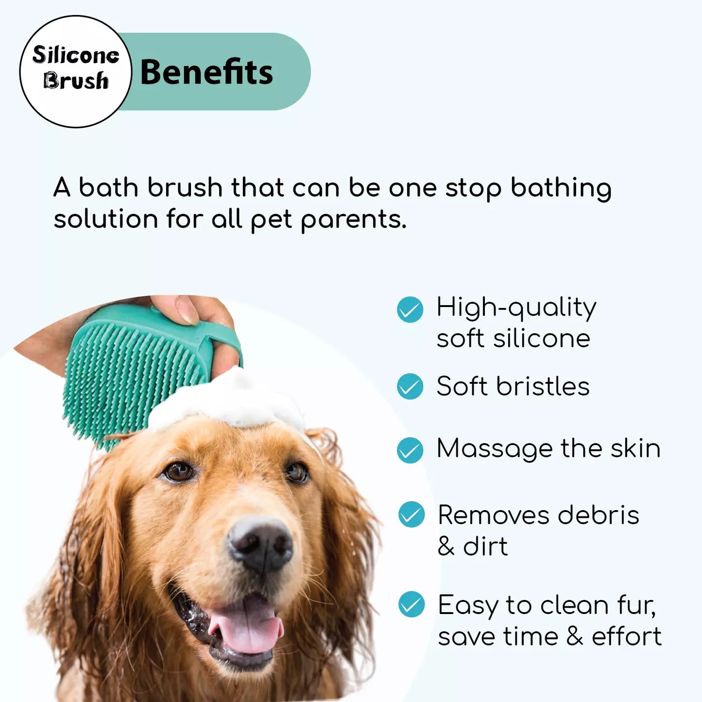 Silicone Shampoo Dispenser Bath Brush for Dogs & Cats