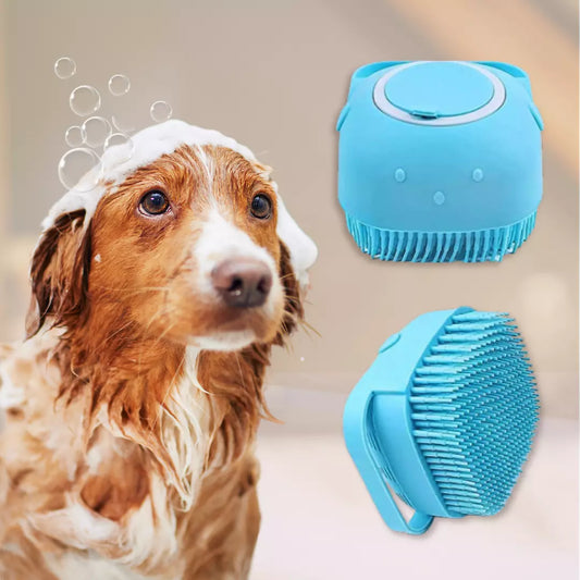 Silicone Shampoo Dispenser Bath Brush for Dogs & Cats