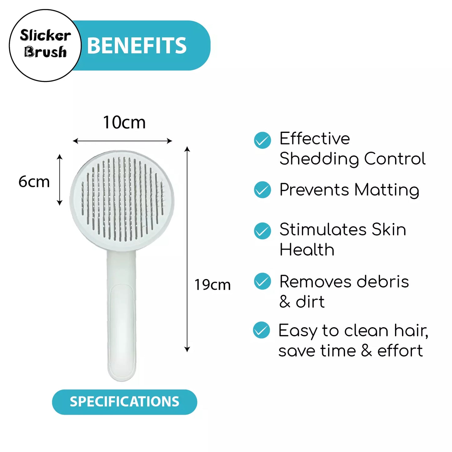 Self Cleaning Slicker Brush for Dogs & Cats - Oval