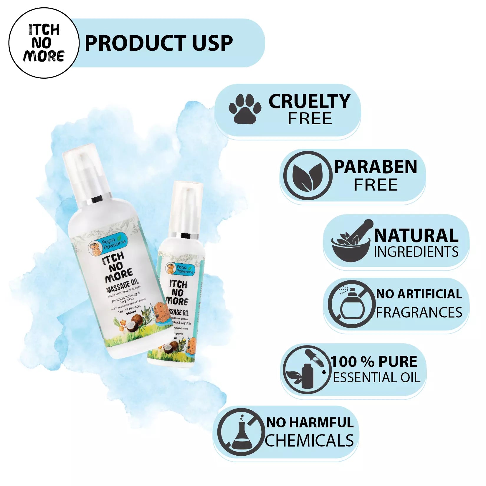 Product features: Cruelty-free, paraben-free, made with natural ingredients, no artificial fragrances, 100% pure essential oils, no harmful chemicals.